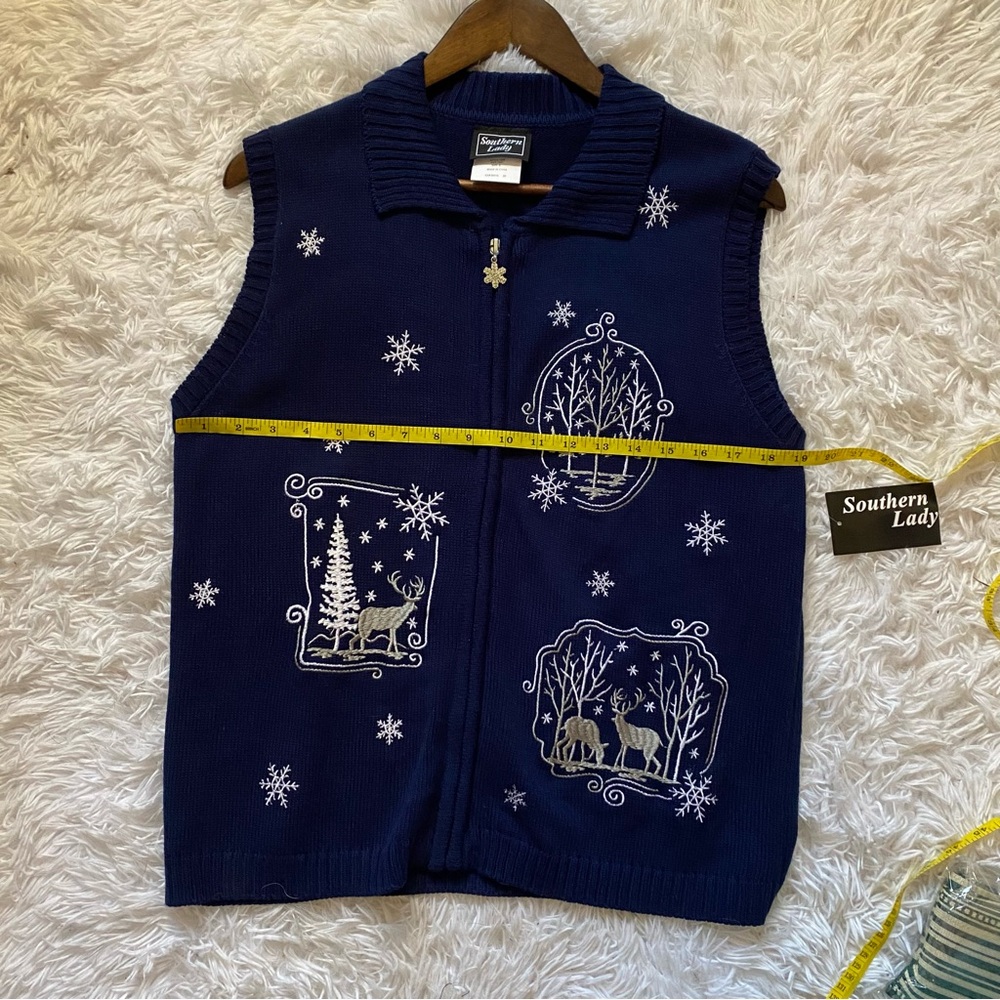 Vintage Southern Lady Women's Winter Embroidered Sweater Vest Zip Closure Small - Picture 6 of 8